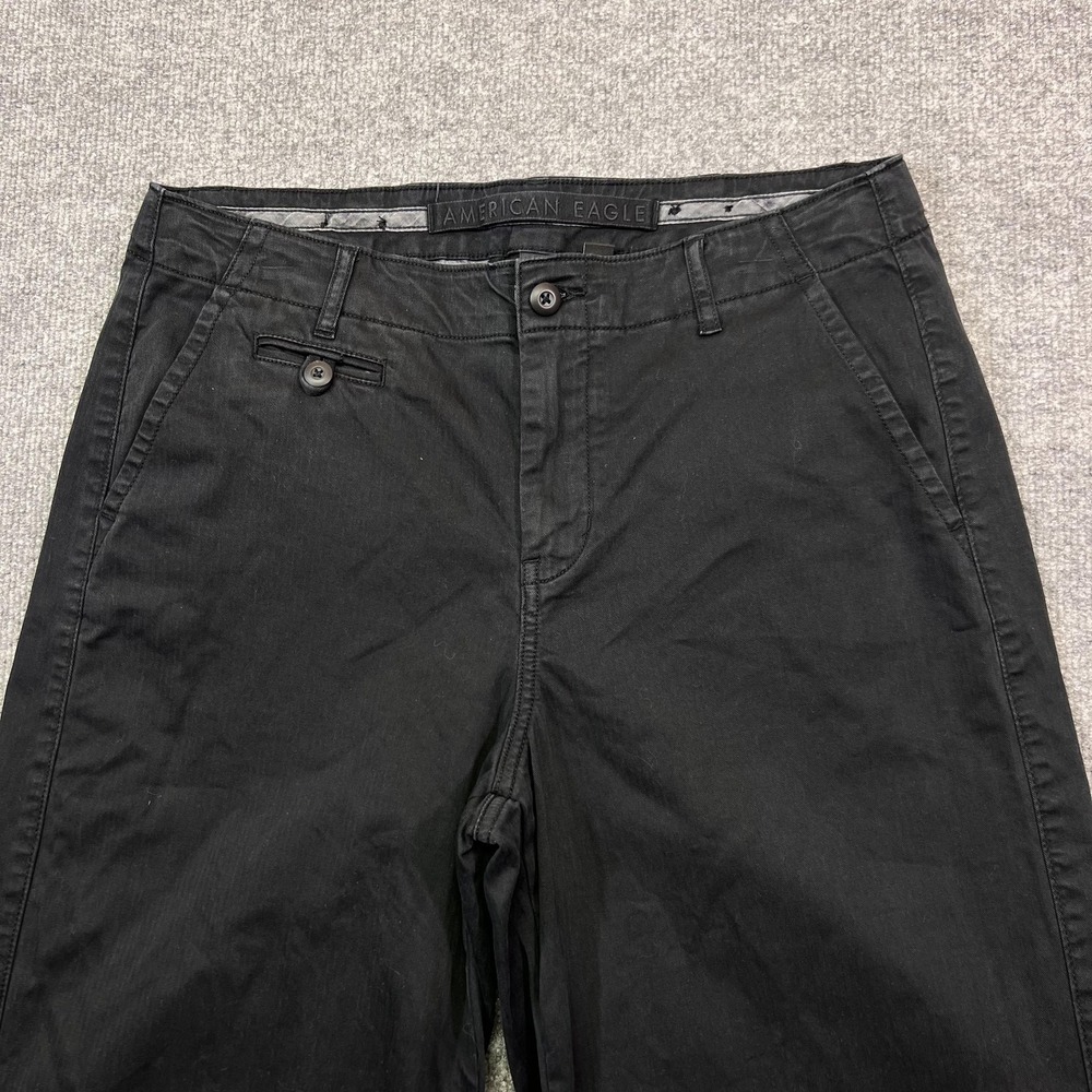 American Eagle Outfitters Pants Womens 10 Long Black Wide Leg Stretch Chino - Picture 2 of 12